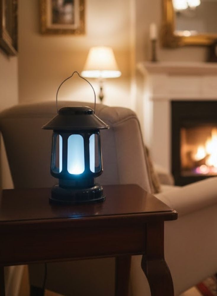 بريميم فانوس رمضاني كلاسيكي أسود اللون مع إضاءة صمام ثنائي باعث للضوء بلون دافئ - Image 2